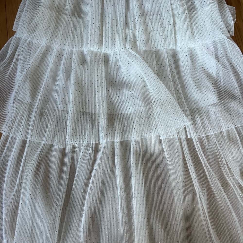 Betsey Johnson Full-Length White and Gold Tiered Dress - Picture 2 of 12